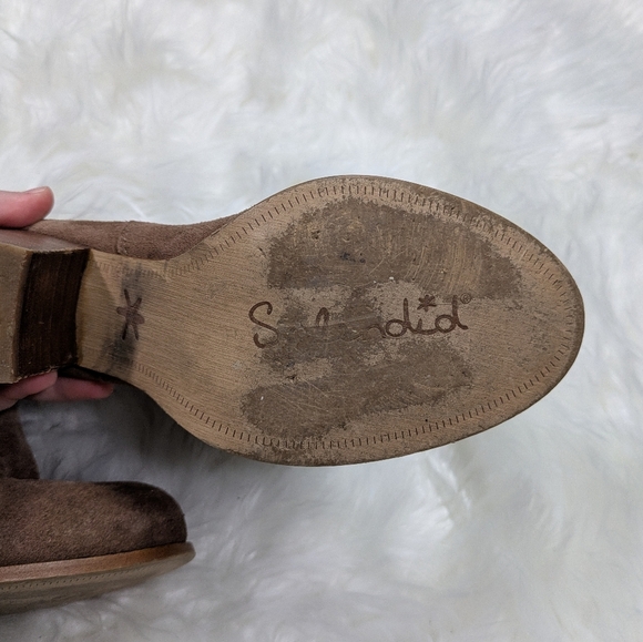 Anthropologie Splendid‎ Lakota Tan Leather Block Heel Western Booties Size 8.5 - Picture 6 of 8